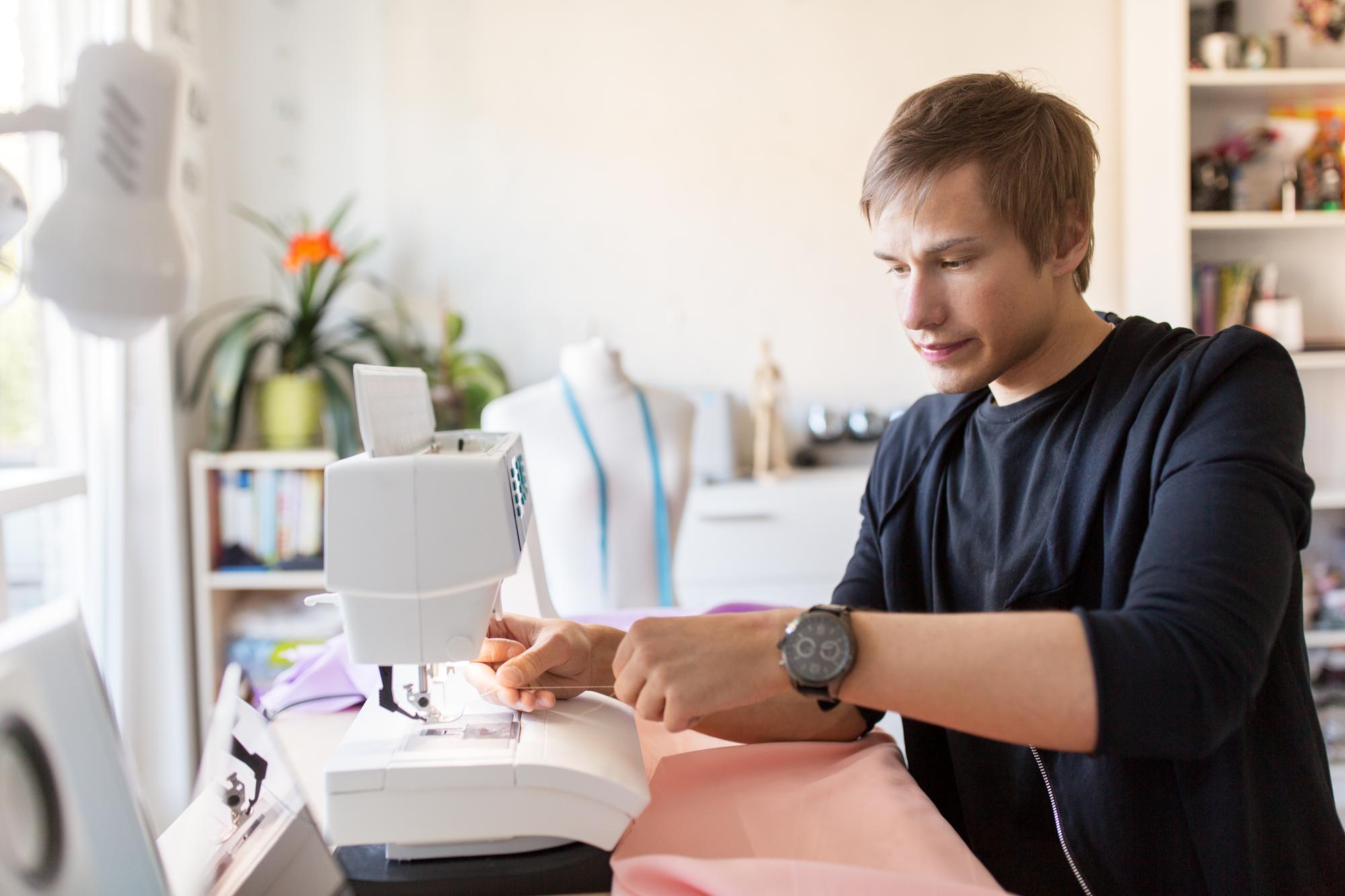 Artisan embroiderer at work in studio